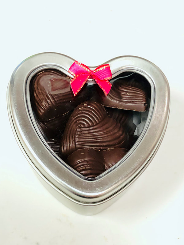Solid dark and milk chocolate hearts for Valentine's Day