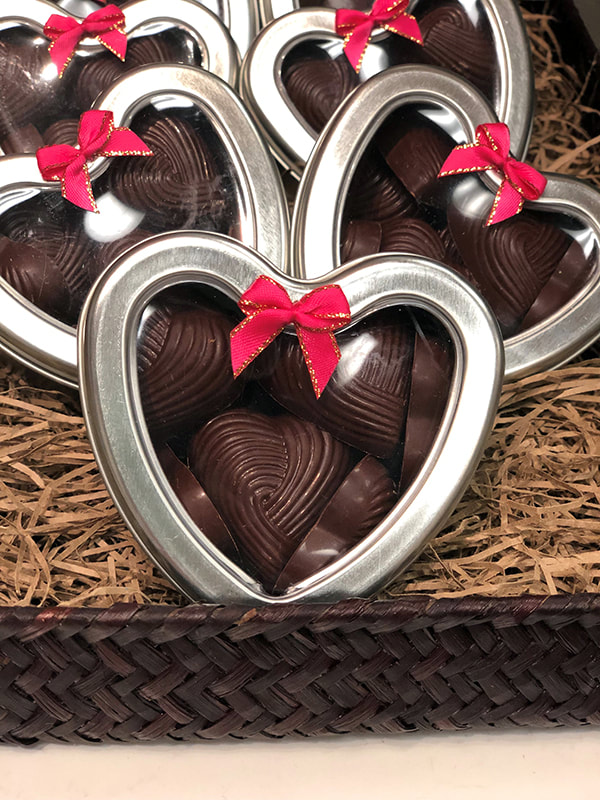 Solid dark and milk chocolate hearts for Valentine's Day