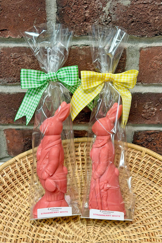 Lady or Gentleman Easter Bunny - Solid Strawberry White Chocolate or White